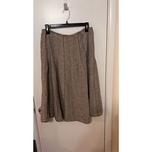 Emanuel Ungaro Midi Pleated Linen Brown Skirt Size 4